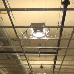 Light fixtures installing in a drywall suspended ceiling grid 